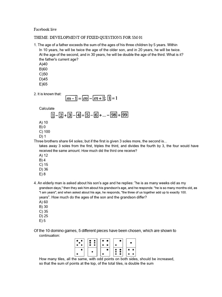 Fixed Questions for Math Development | PDF