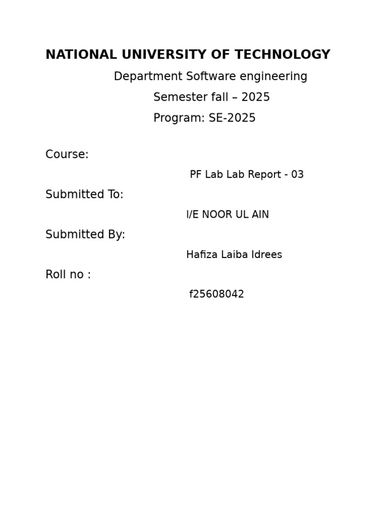 Laiba Idrees PF Lab 3 | PDF