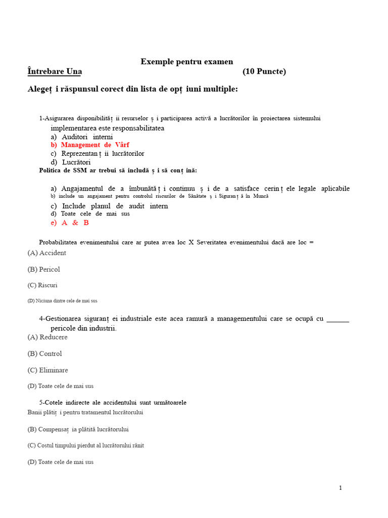 Model de Examen OHSMS | PDF
