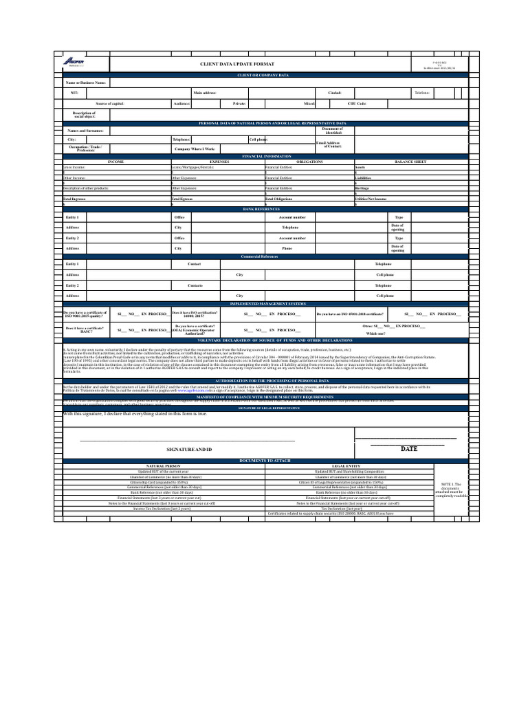 Client Data Update Format | PDF | Expense | Balance Sheet