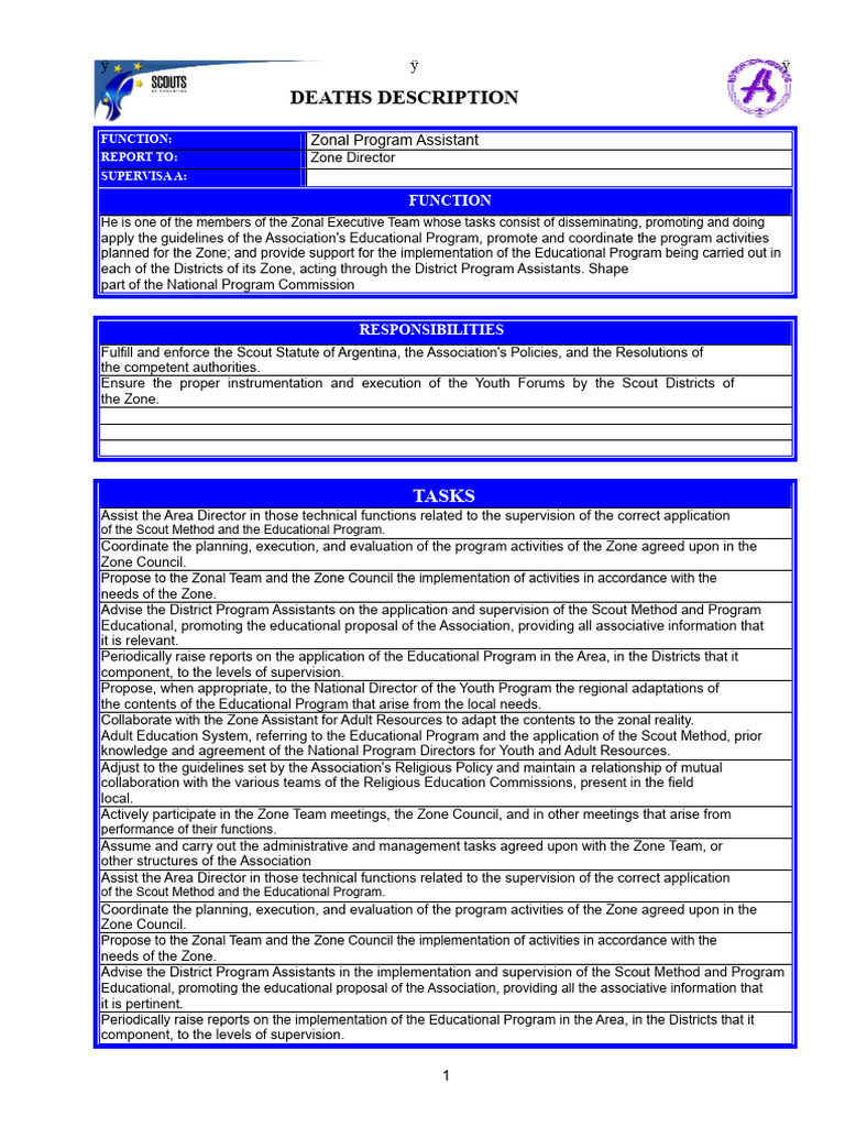 Zonal Program Assistant Role Overview | PDF