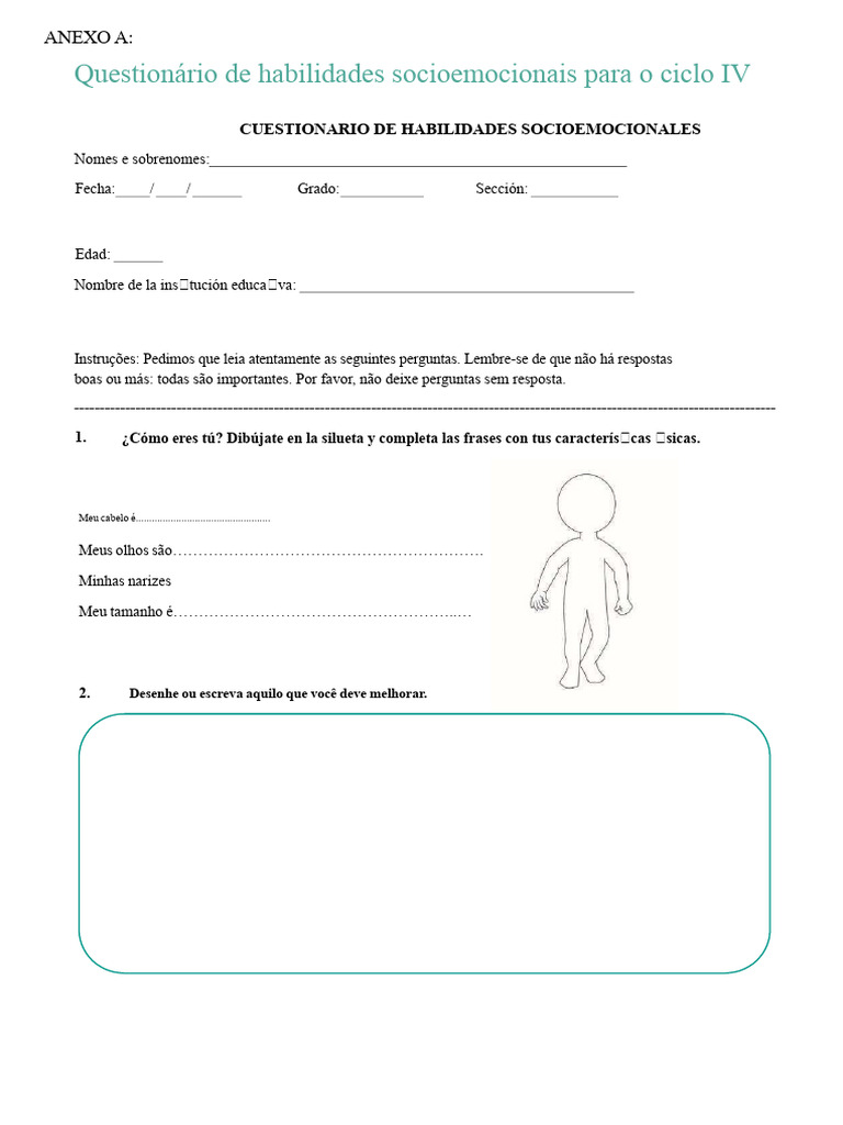 Questionário de Habilidades Socioemocionais | PDF | Conflito (processo ...