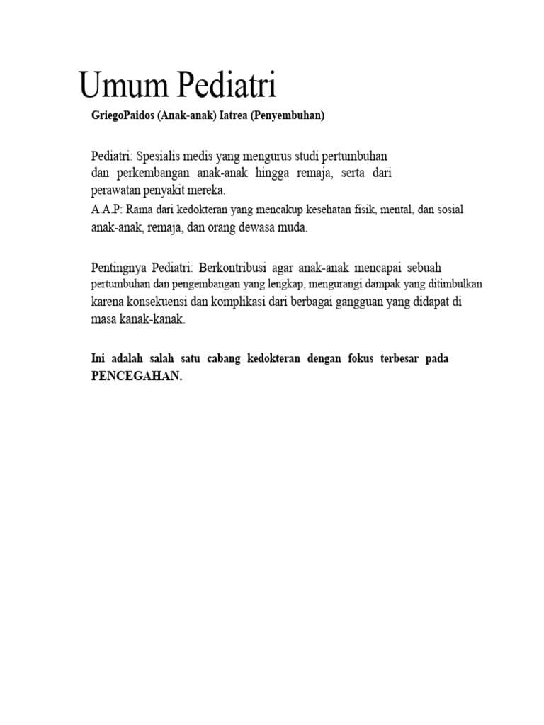 Dasar-Dasar Pediatri dan Puerikultura | PDF