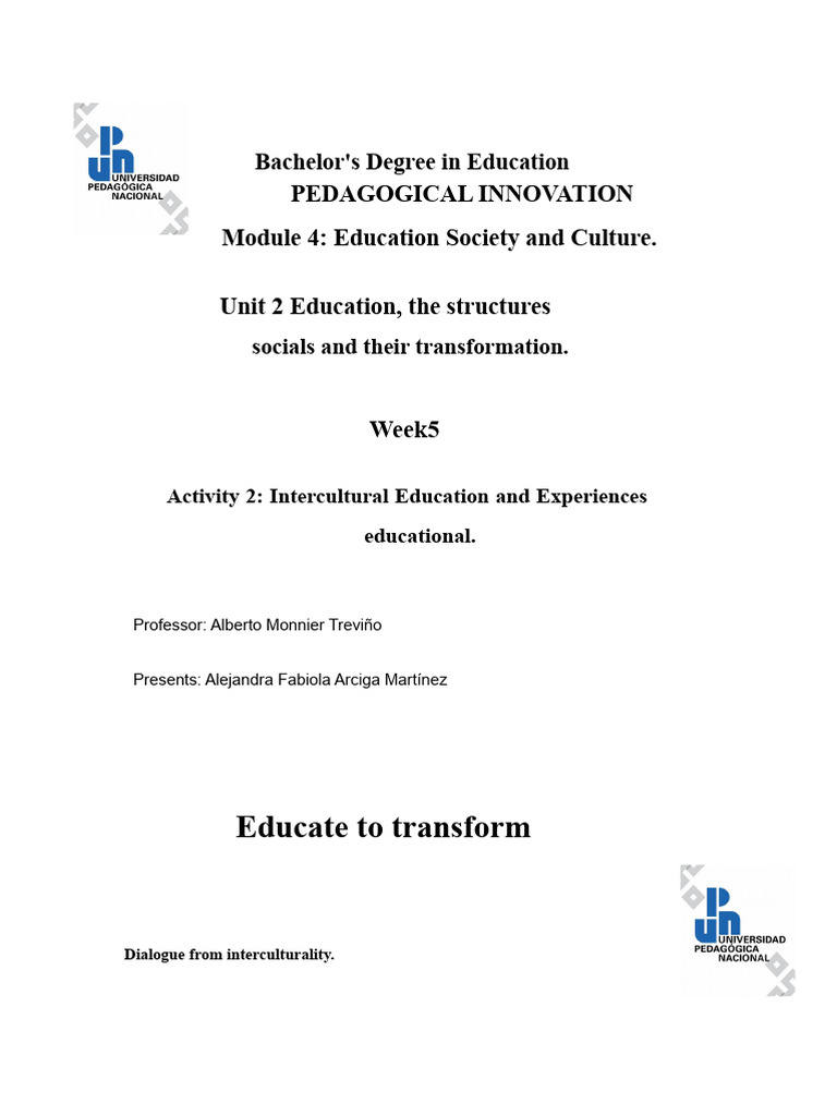 Intercultural Education and Transformation | PDF | Knowledge ...