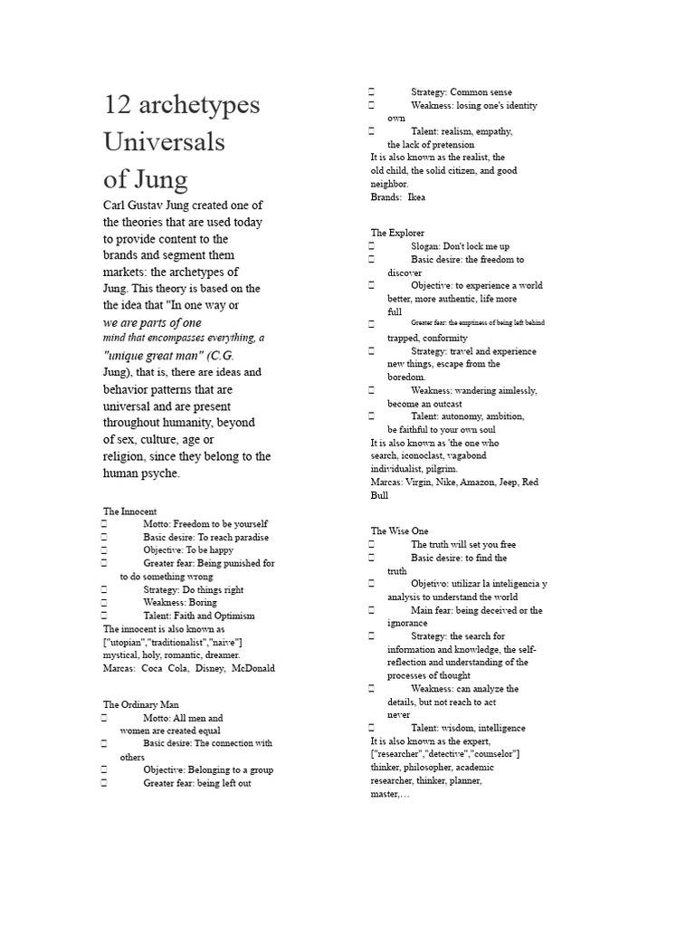 Jung's 12 Brand Archetypes Explained | PDF | Archetype | Carl Jung