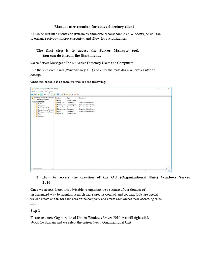 Create Users in Active Directory 2016 | PDF | Active Directory ...
