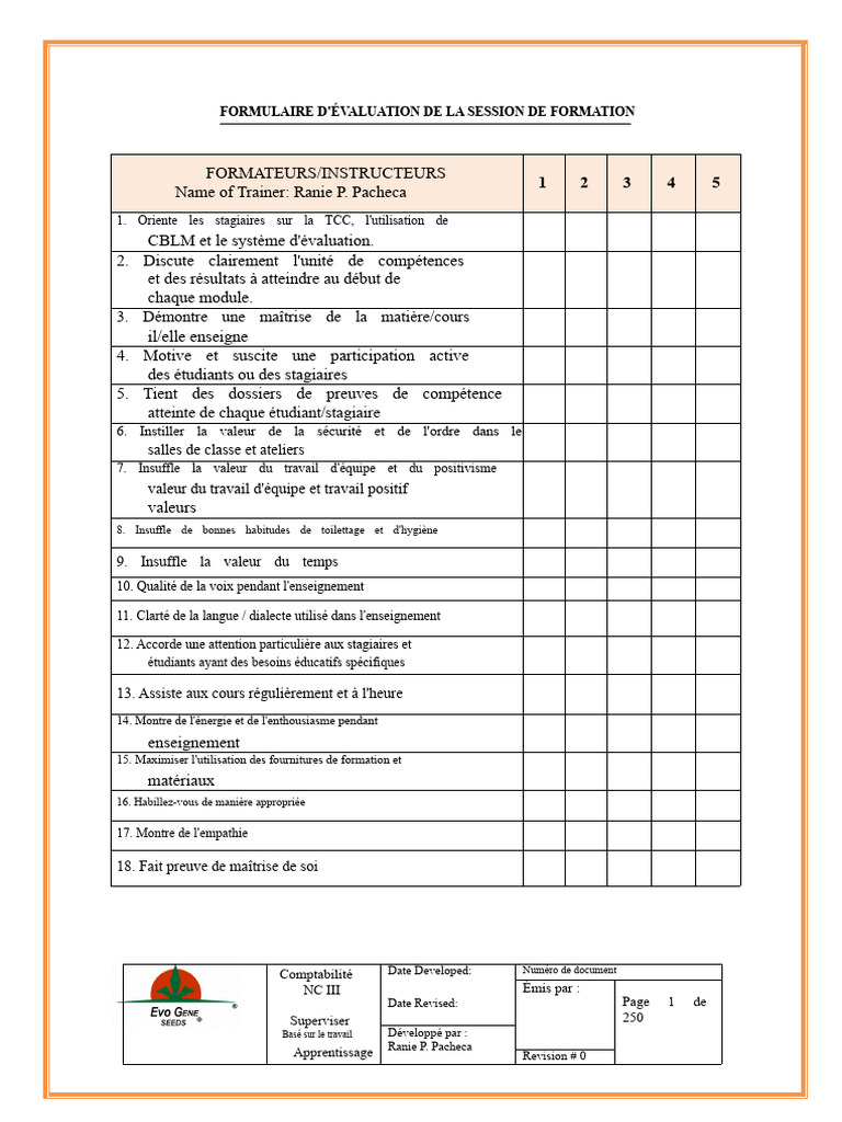 Formulaires D'évaluation | PDF