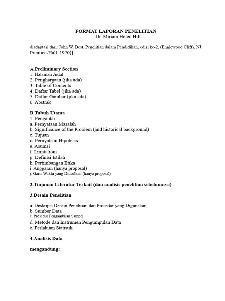 Format Laporan Penelitian Lengkap | PDF