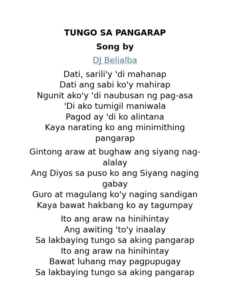 Tungo Sa Pangarap | PDF