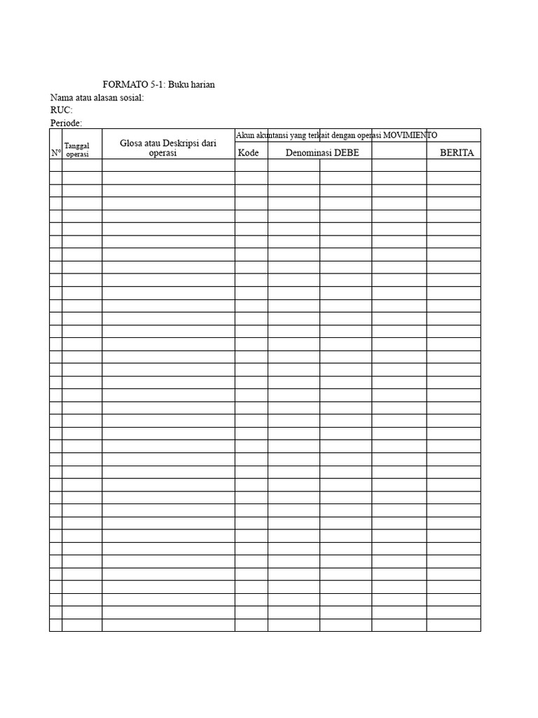 Format Buku Harian Akuntansi 5-1 | PDF