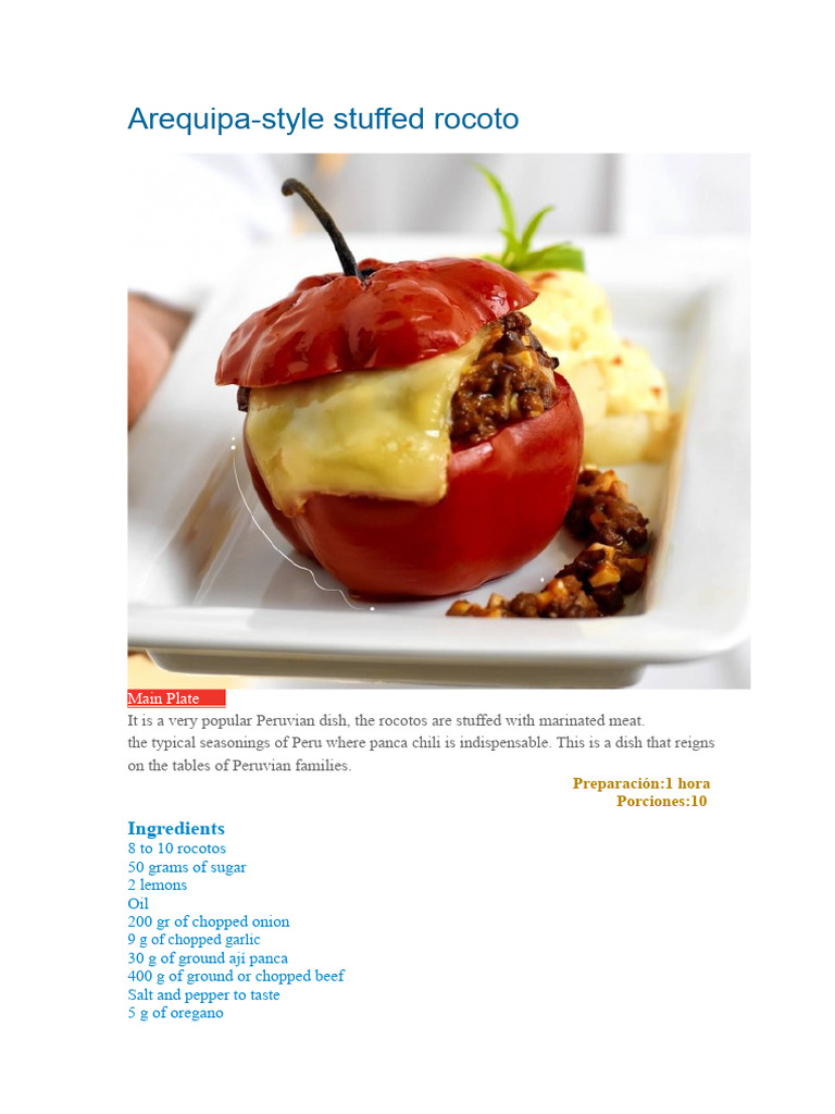 Peruvian Rocoto Relleno Recipe | PDF