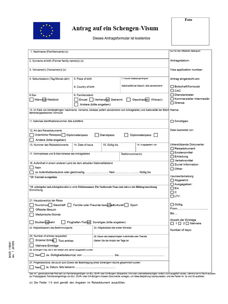 Visa-Formular - PDF-Format | PDF