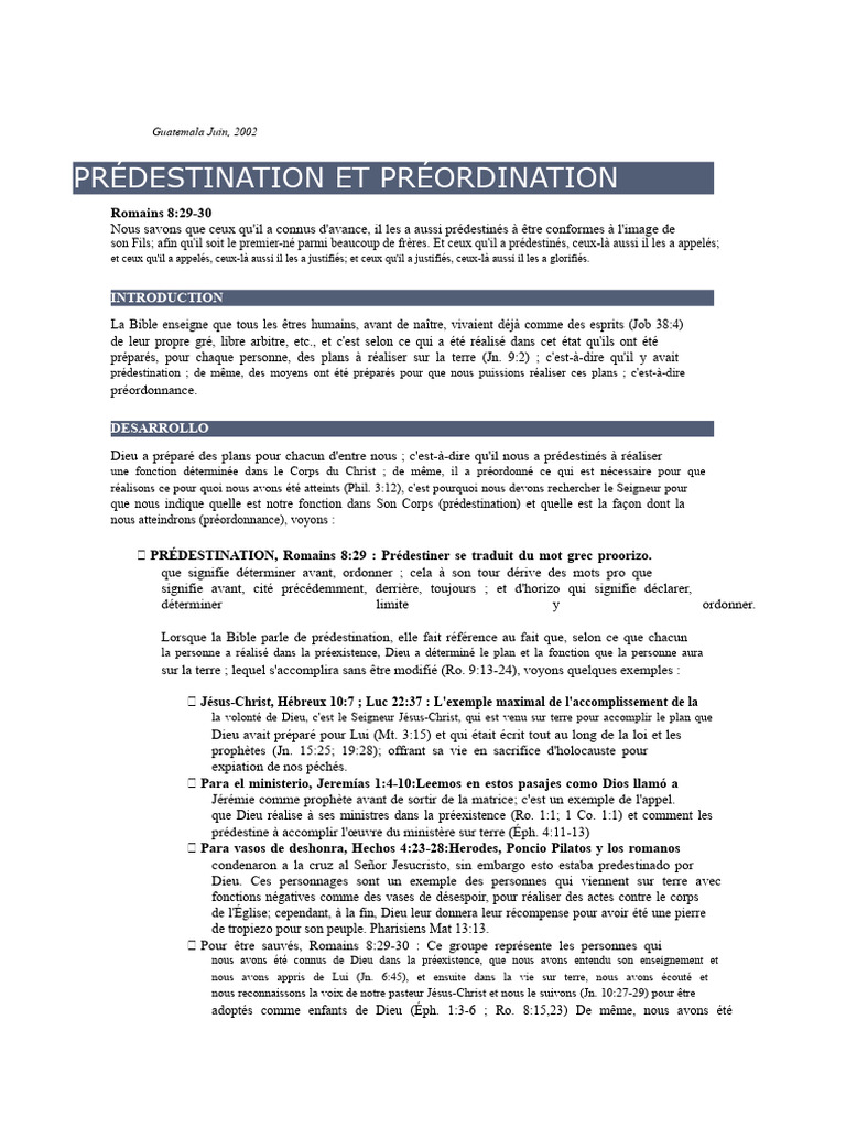 Prédestination et préordination bibliques | PDF | Saül | Doctrines et ...