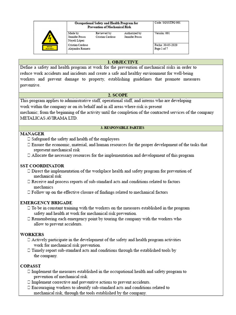 Mechanical Risk Program PDF | PDF | Occupational Safety And Health | Risk