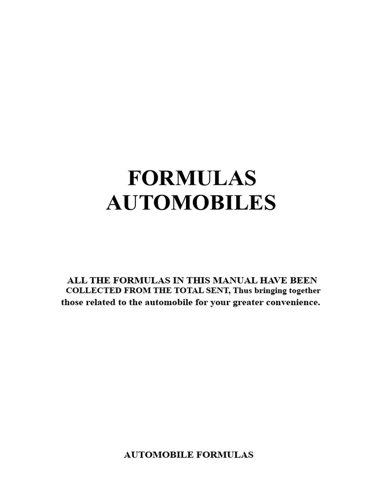 Automobile Formulas. | PDF | Oil | Water