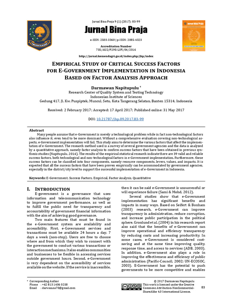 Empirical Study of Critical Success Factors For e Government 1pid4gbrz5 ...