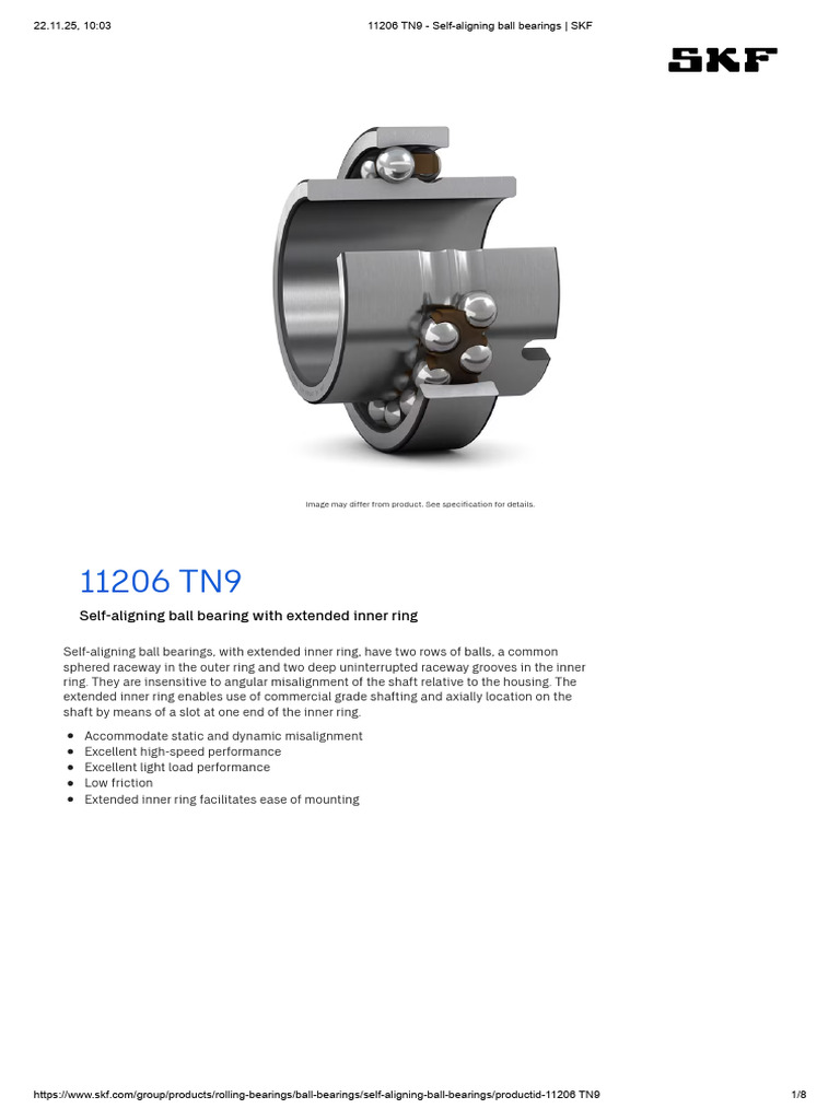 SKF 11206 TN9 Self-Aligning Bearing | PDF | Bearing (Mechanical) | License