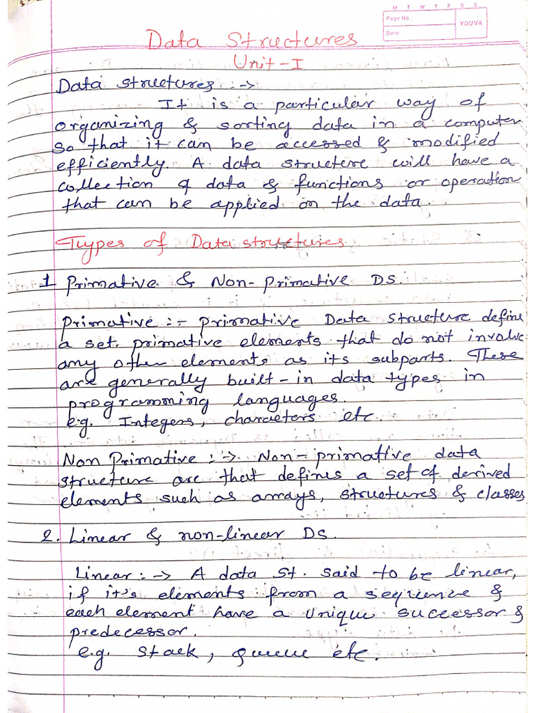DS Unit - I HW Notes | PDF