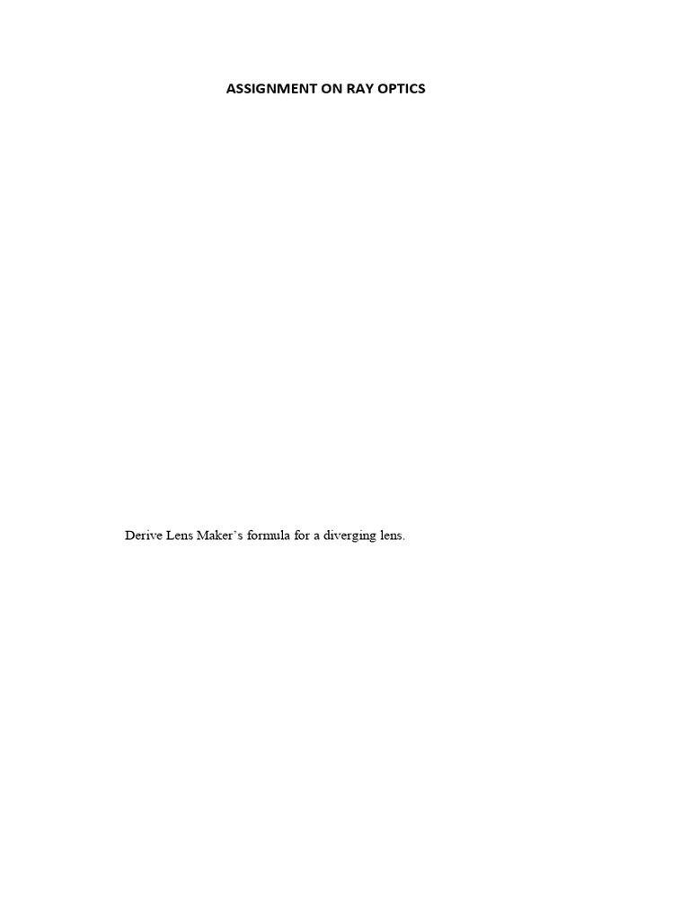 Assignment On Ray Optics | PDF | Optics | Electrodynamics