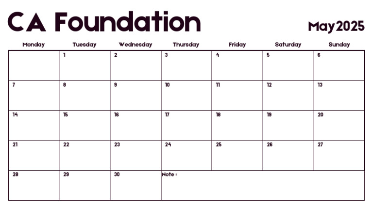 CA Foundation Exam Schedule May 2025 | PDF