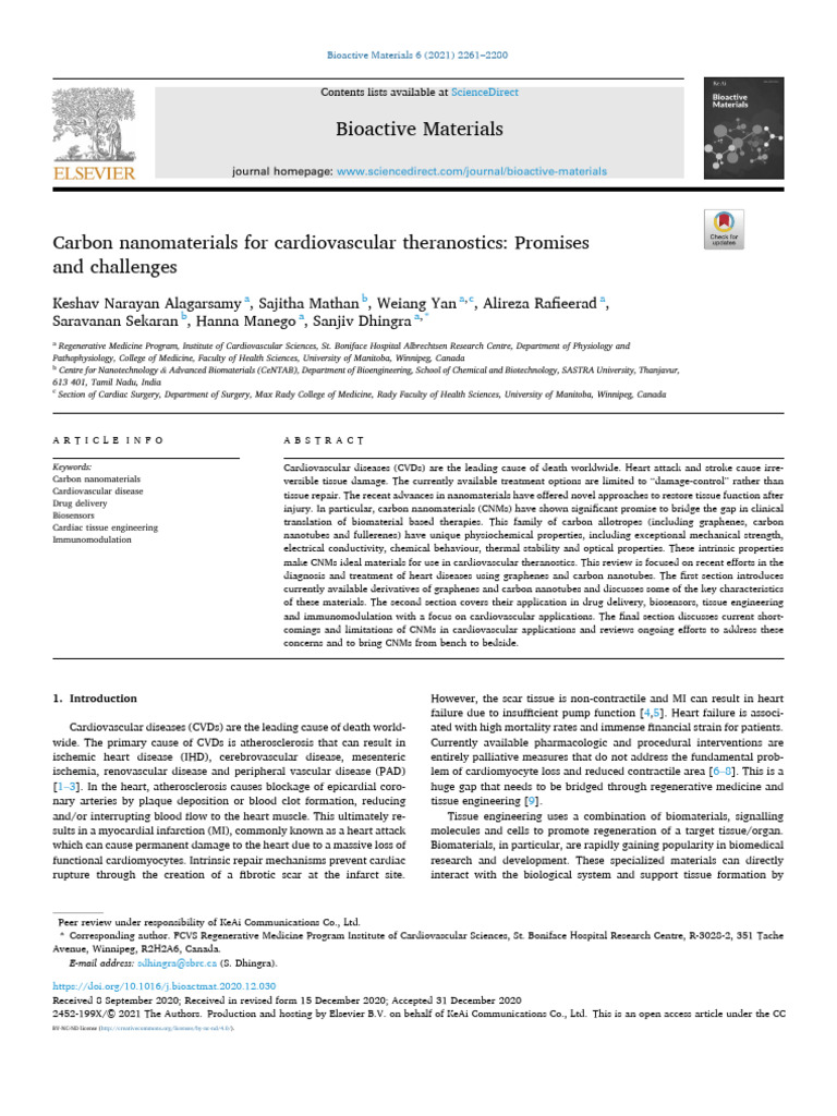 Carbon Nanomaterials For Cardiovascular Theranosti | PDF | Carbon ...