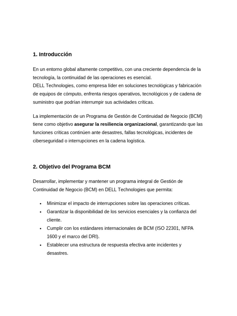 Programa de Continuidad de Negocio en DELL | PDF | La seguridad ...