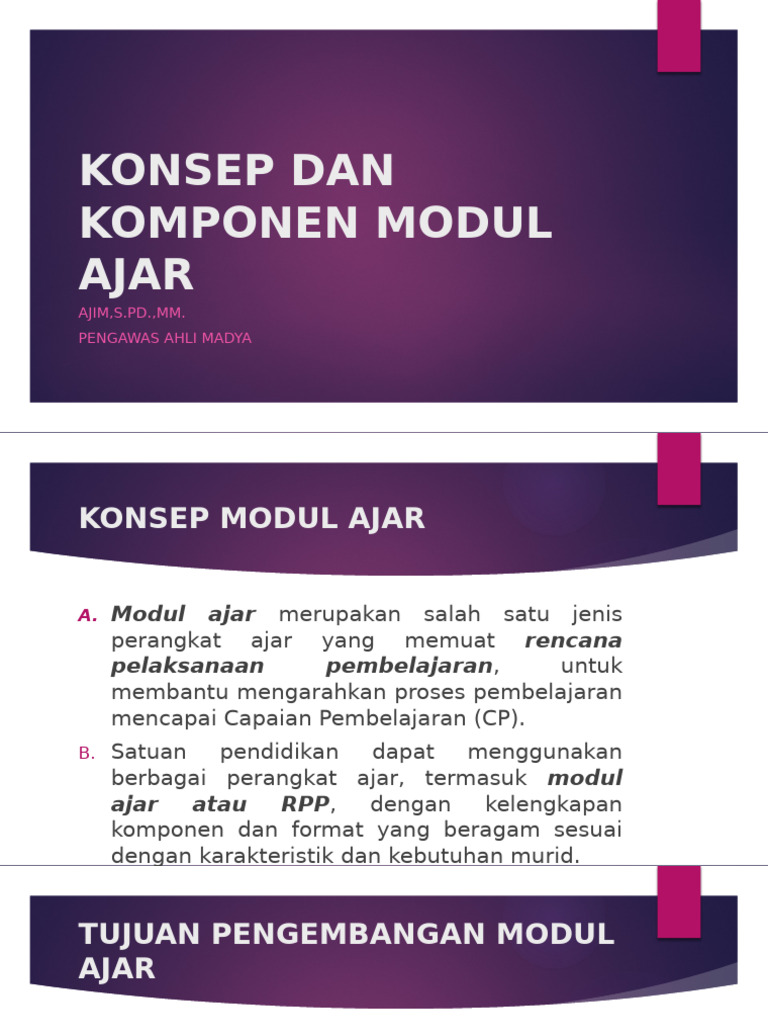 Komponen dan Tujuan Modul Ajar | PDF