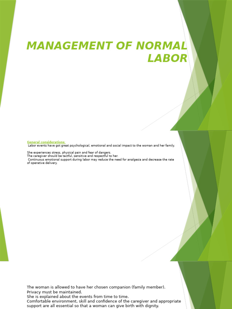 Normal Labor Management Guidelines | PDF | Childbirth | Human Reproduction