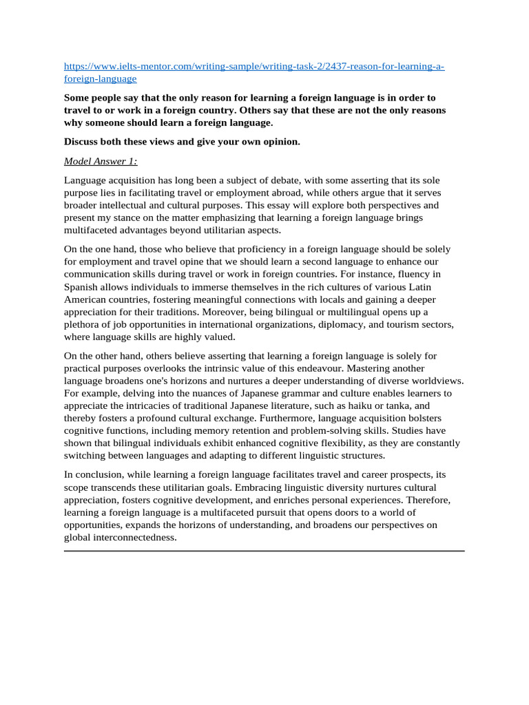 Benefits of Learning a Foreign Language | PDF | Foreign Language ...