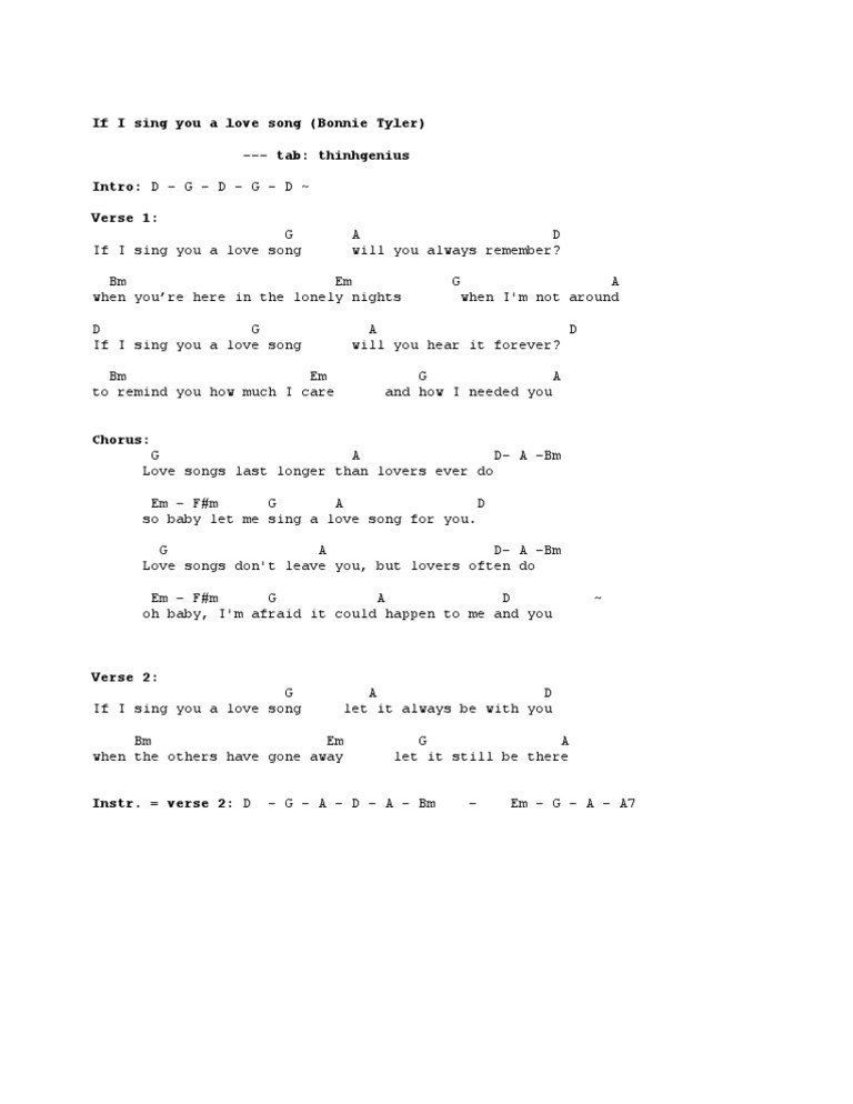 If I Sing You a Love Song Song Structure Singles