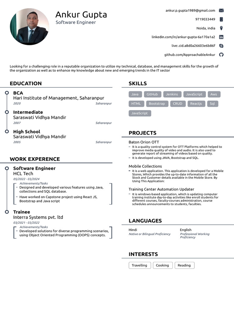 Ankur Gupta: Software Engineer Profile | PDF | Java Script ...