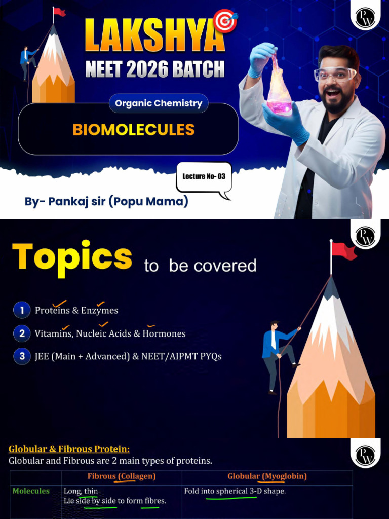 Biomolecules 03 Class Notes Lakshya NEET 2026 | PDF