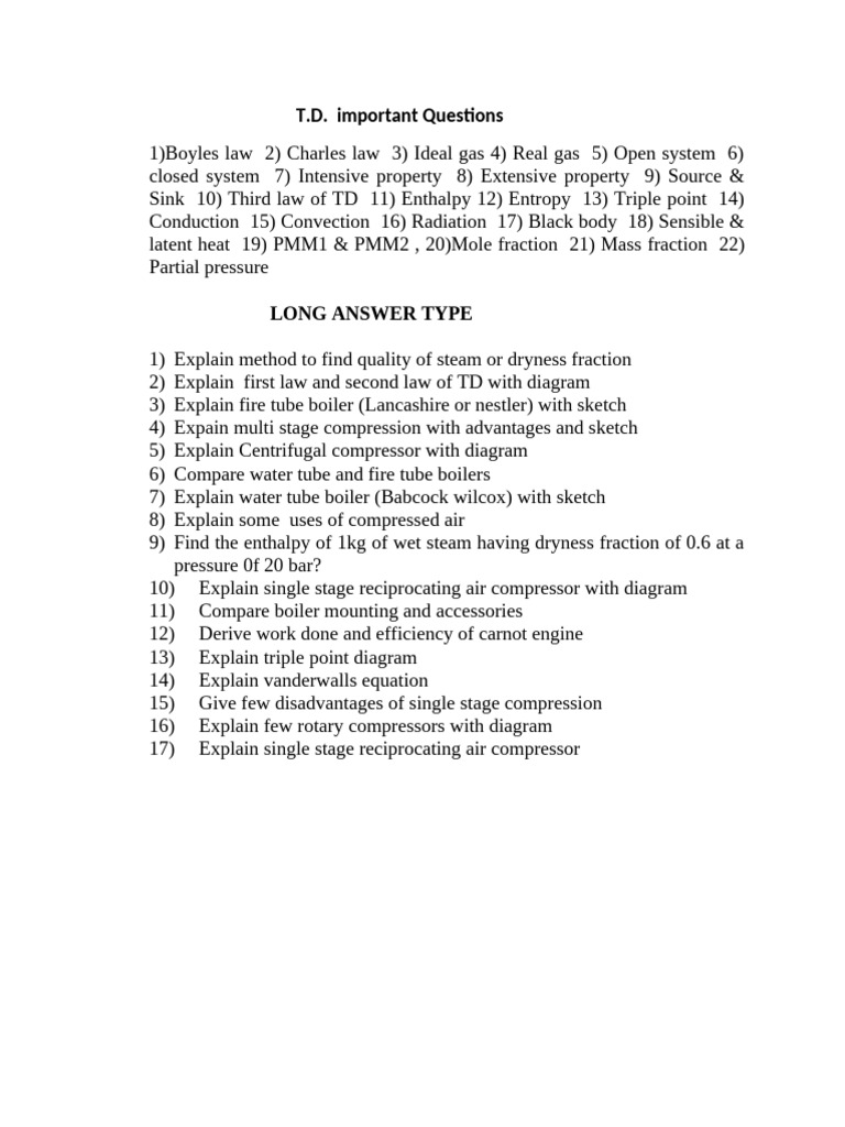 Td Questions | PDF