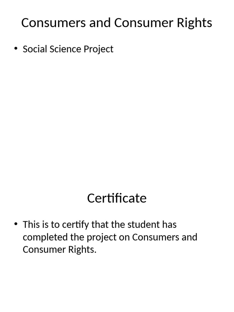 Consumers and Consumer Rights Project | PDF