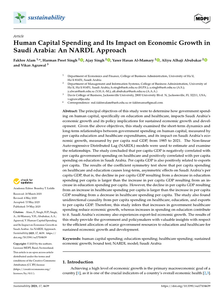 Human Capital Spending's Impact on Saudi Growth | PDF | Economic Growth ...