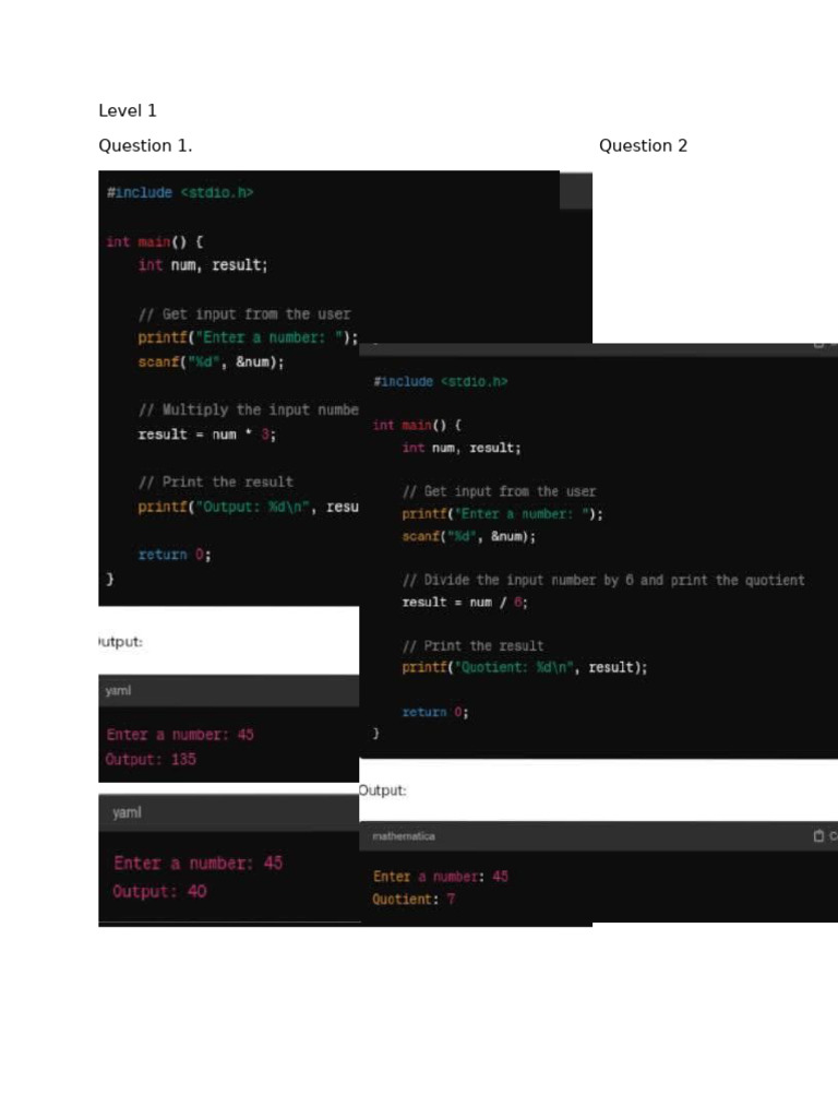 C Program Level 1 | PDF