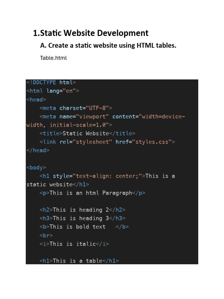 Static Website and Registration Form | PDF | Software Development | Html