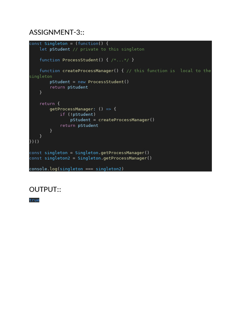 JavaScript Singleton Pattern Example | PDF