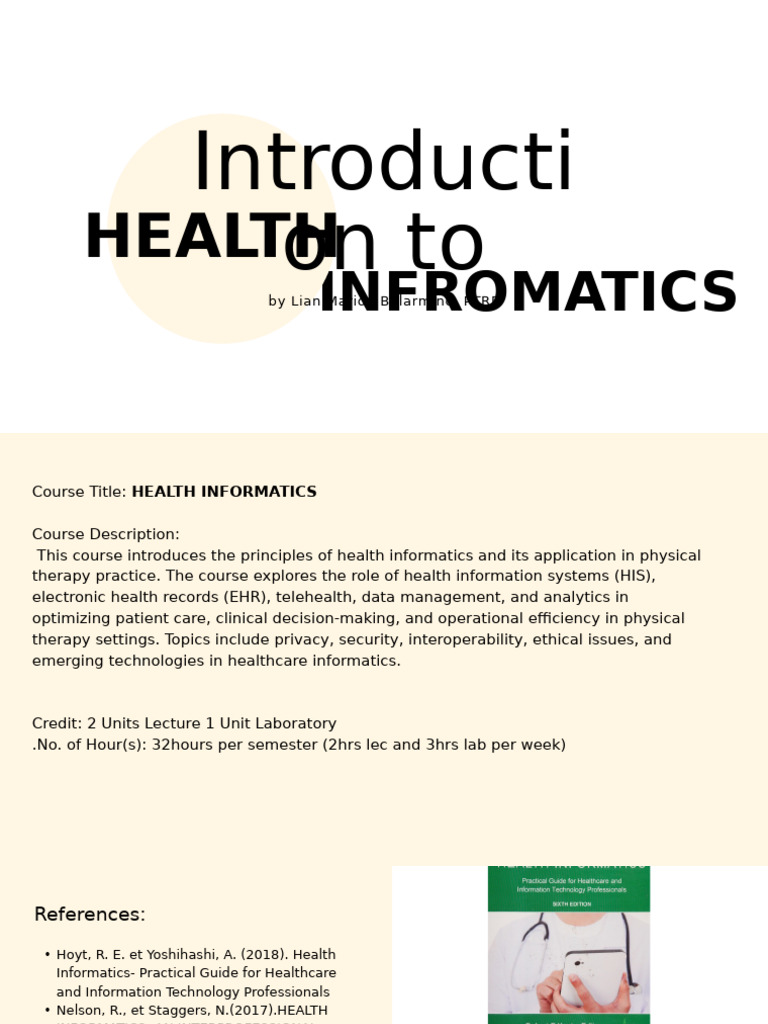 Introduction to Health Informatics | PDF | Health Informatics ...