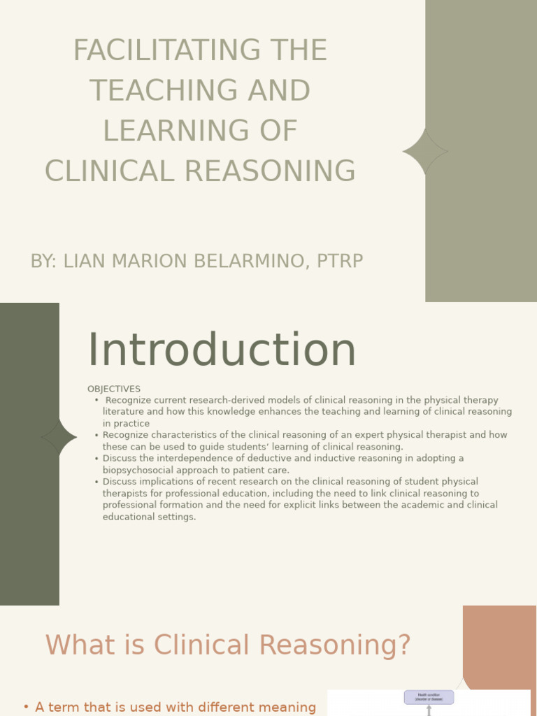 Enhancing Clinical Reasoning in PT Education | PDF | Reason | Expert