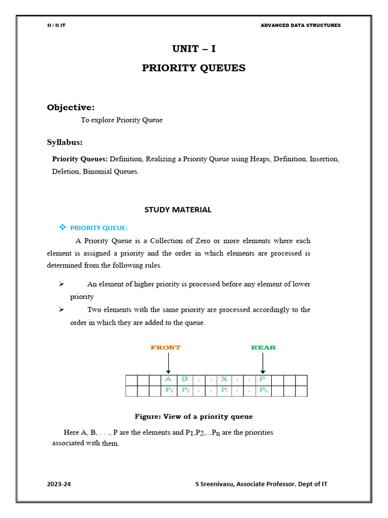 Ads Unit I Priority Queues | PDF | Queue (Abstract Data Type ...