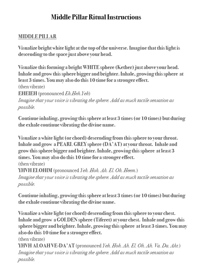 Middle Pillar Instructions | PDF | Aramaic Words And Phrases ...