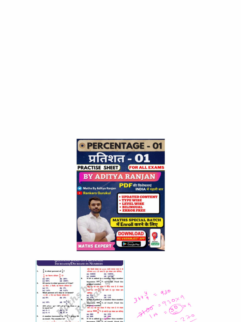 Percentage Class 1 (Aditya Rangan PDF | PDF