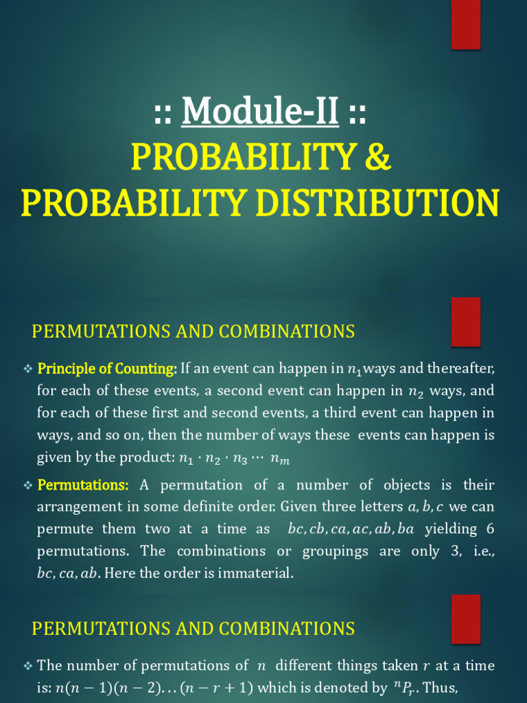 Probability, Permutations, and Combinations | PDF | Probability ...