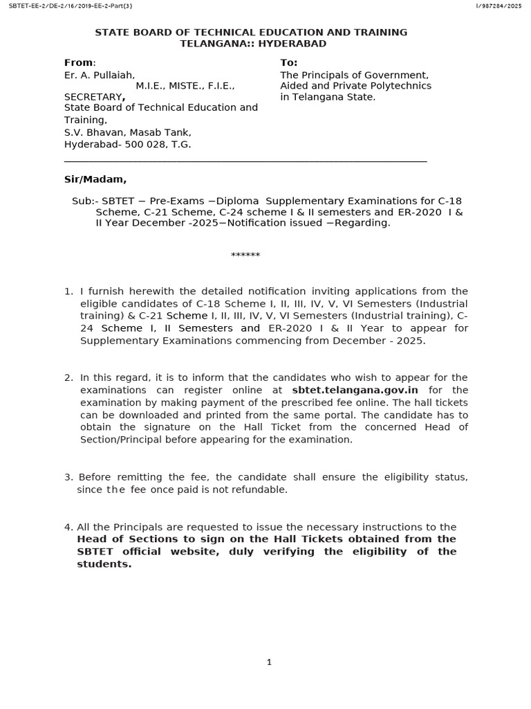 Diploma Supplementary Notification Dec 2025 Document | PDF | Services ...