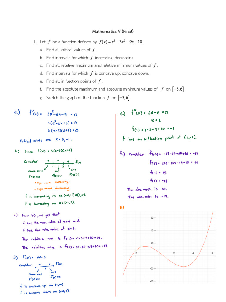 Mathematics V Final Exam Solutions | PDF | Mathematical Relations ...