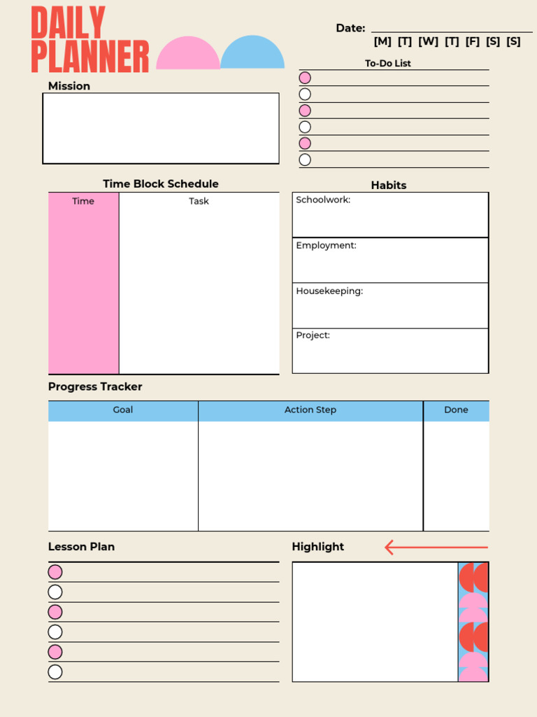 Daily Planner and Progress Tracker | PDF