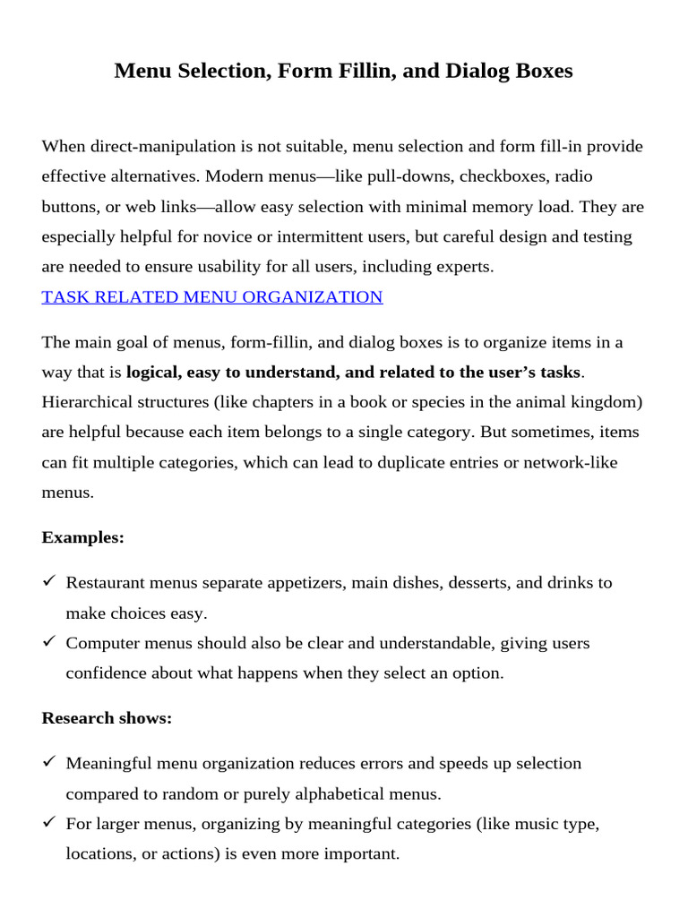 Effective Menu Design and Organization | PDF | Menu (Computing) | Menu