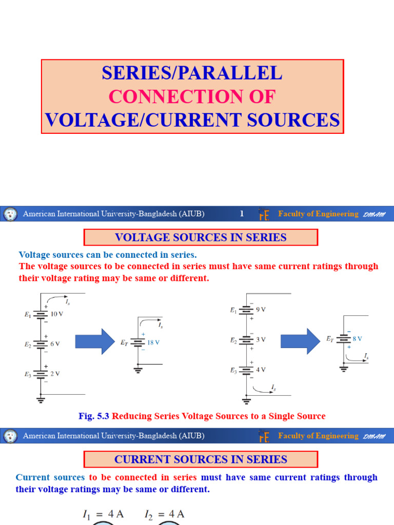 Series-Parallel Connection of Voltage & Current Source and Open-Short ...