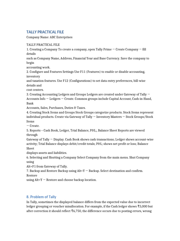 Tally Prime Practical Guide for Accounting | PDF